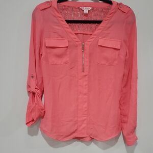 Candie's Pink Zip-Front Blouse